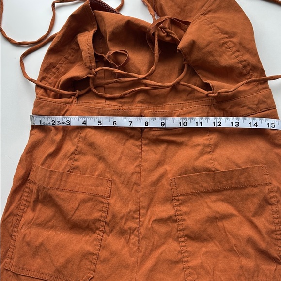 Anthro Maeve Colette Rust Strappy Back Jumpsuit 14 - Picture 12 of 13